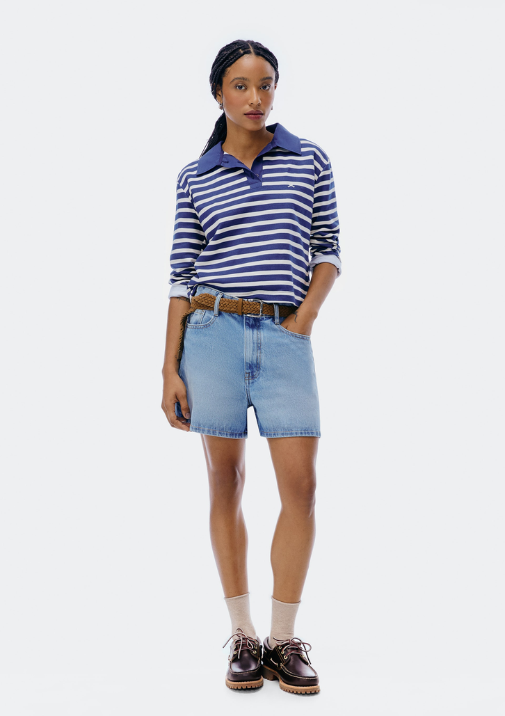 Shorts Azul Hering Jeans Reto Cintura Média