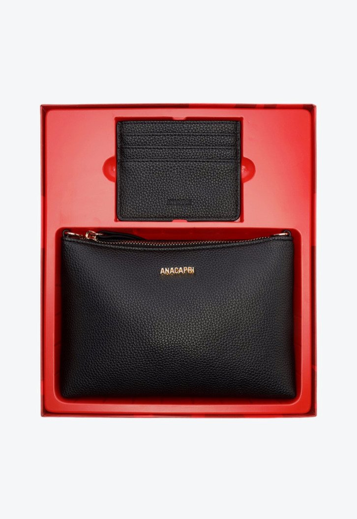 Kit de Bolsa Tiracolo Média e Porta Cartão Preta | ZZ MALL