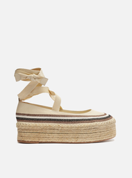 Espadrille Flatform Off-white Arezzo Couro Neutra