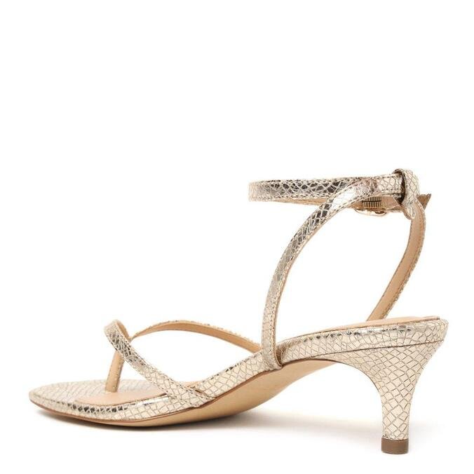 Sandália Arezzo Prata Salto Fino Fivela Champagne | ZZ MALL