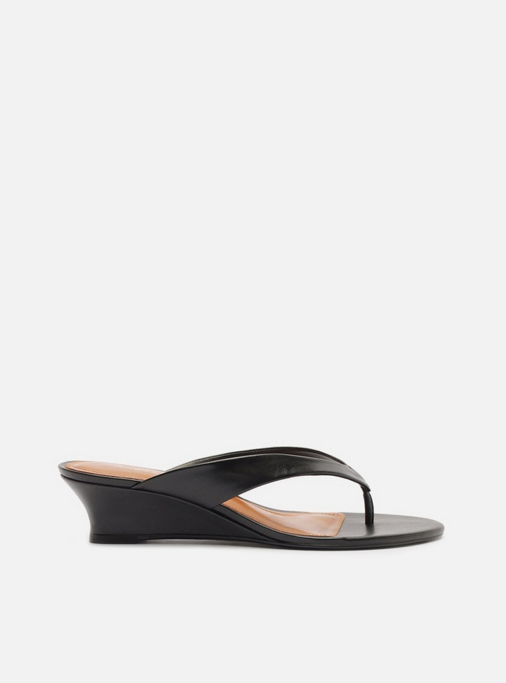 Tamanco Branco Couro Salto Anabela Flip Flop