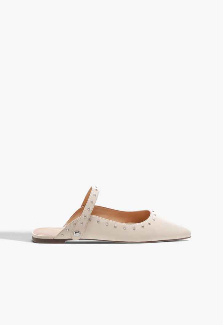 Flat New-S Girlie Studs Couro Offwhite