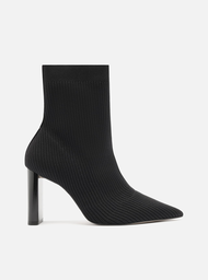 Bota Skinny Preta Arezzo Knit Cano Médio Salto Bloco