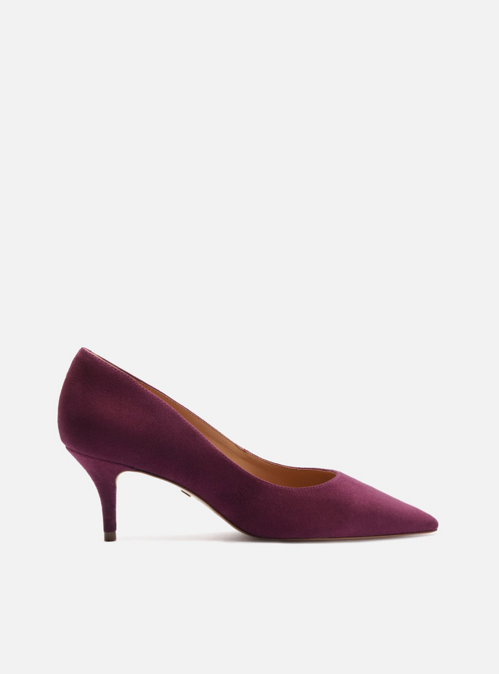 Scarpin Roxo Camurça Salto Fino