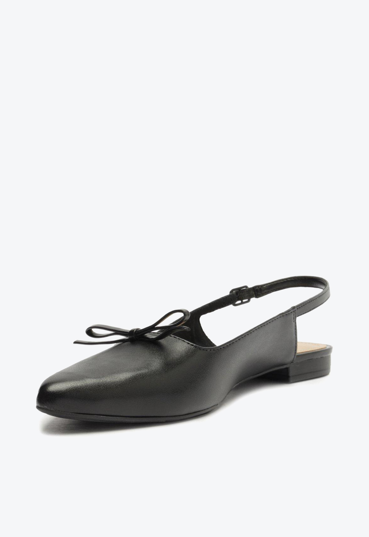 Sapatilha Preta Anacapri Slingback Bico Fino Laço
