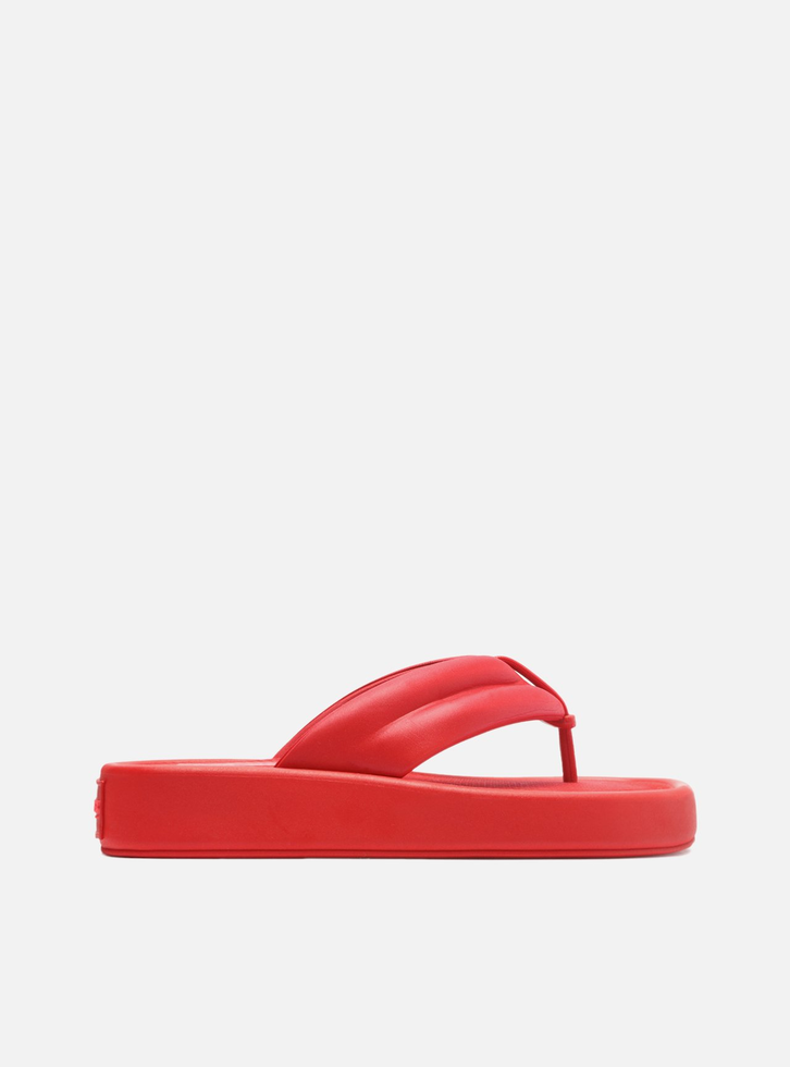 Sandália Vermelha Tiras Largas Flatform Kim Flex
