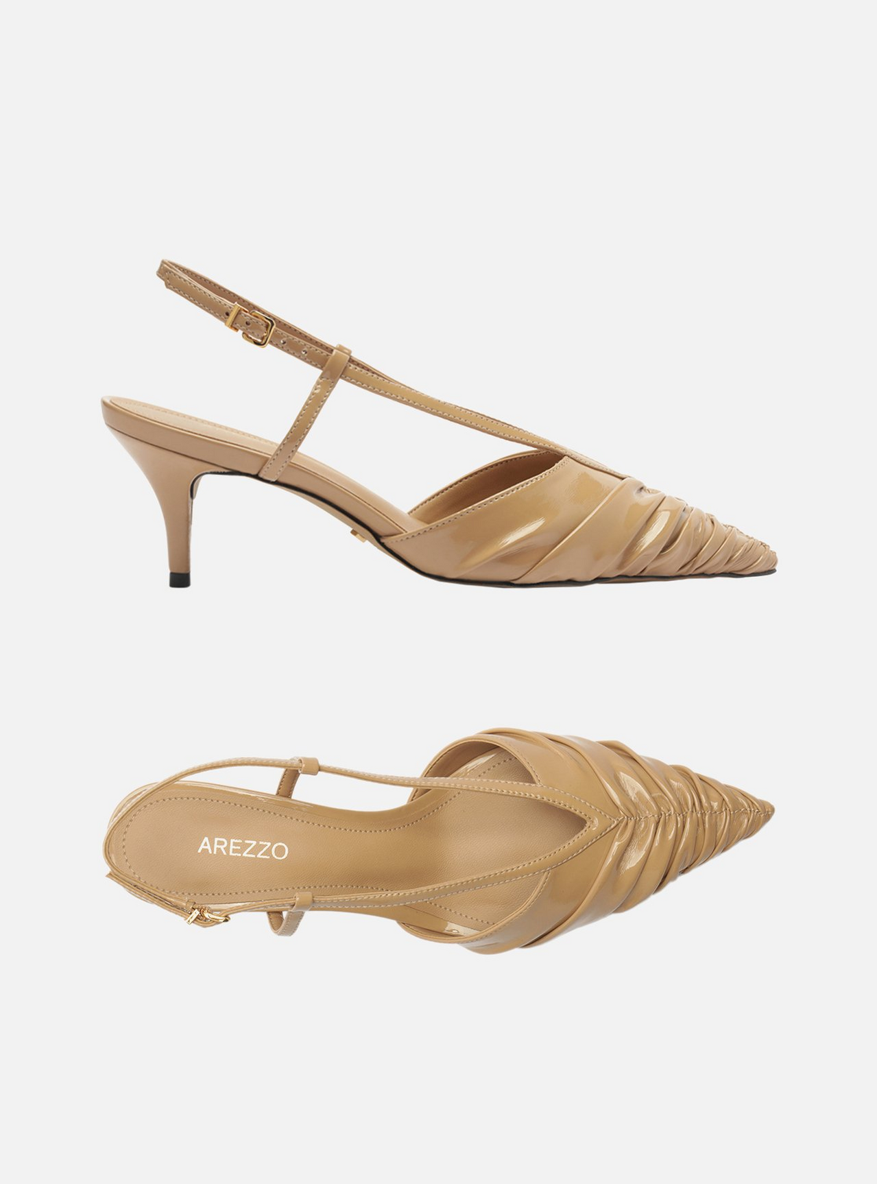 Scarpin Nude Verniz Slingback Franzido | ZZ MALL
