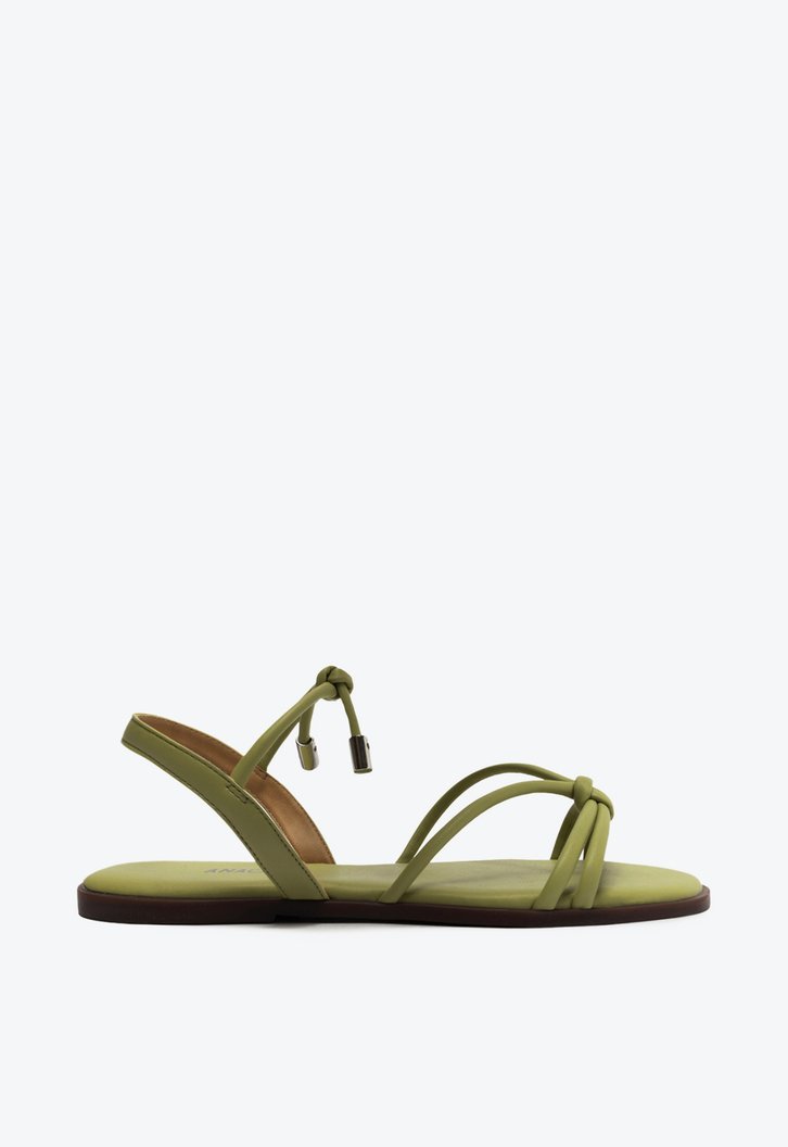 Sandália Rasteira Verde Tiras Boho