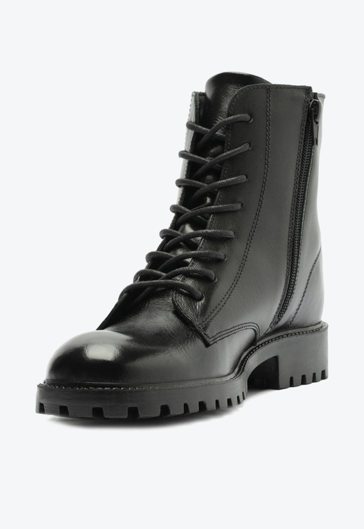 Bota Coturno Couro Preta
