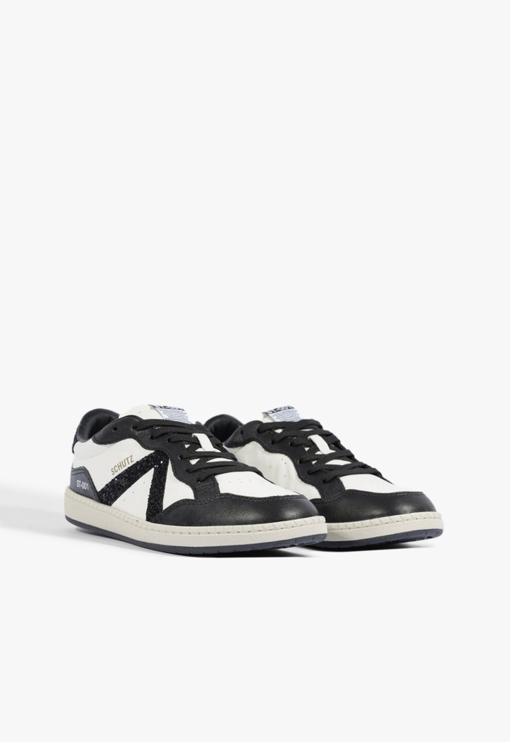 Tênis ST 001 Couro Branco e Preto