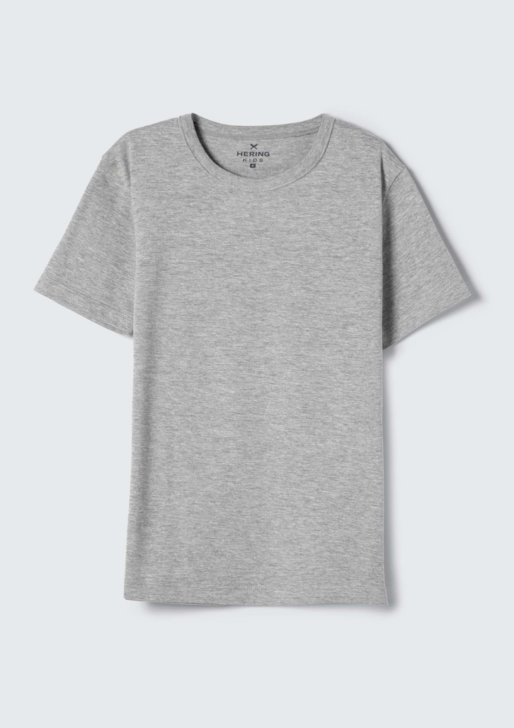 Camiseta Cinza Hering Básica Infantil Modelagem Regular