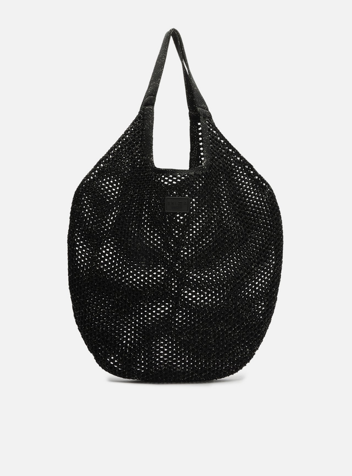 Bolsa Shopping Preta Crochê Mayra Glam Grande