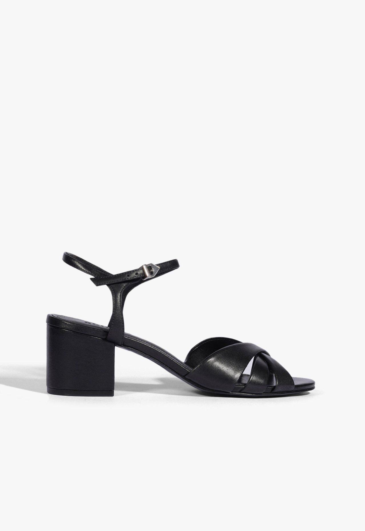 Sandália Keefa Mid Block Couro Preta | Schutz