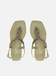 Sandália Rasteira Verde Brizza Slim Recouro Strass