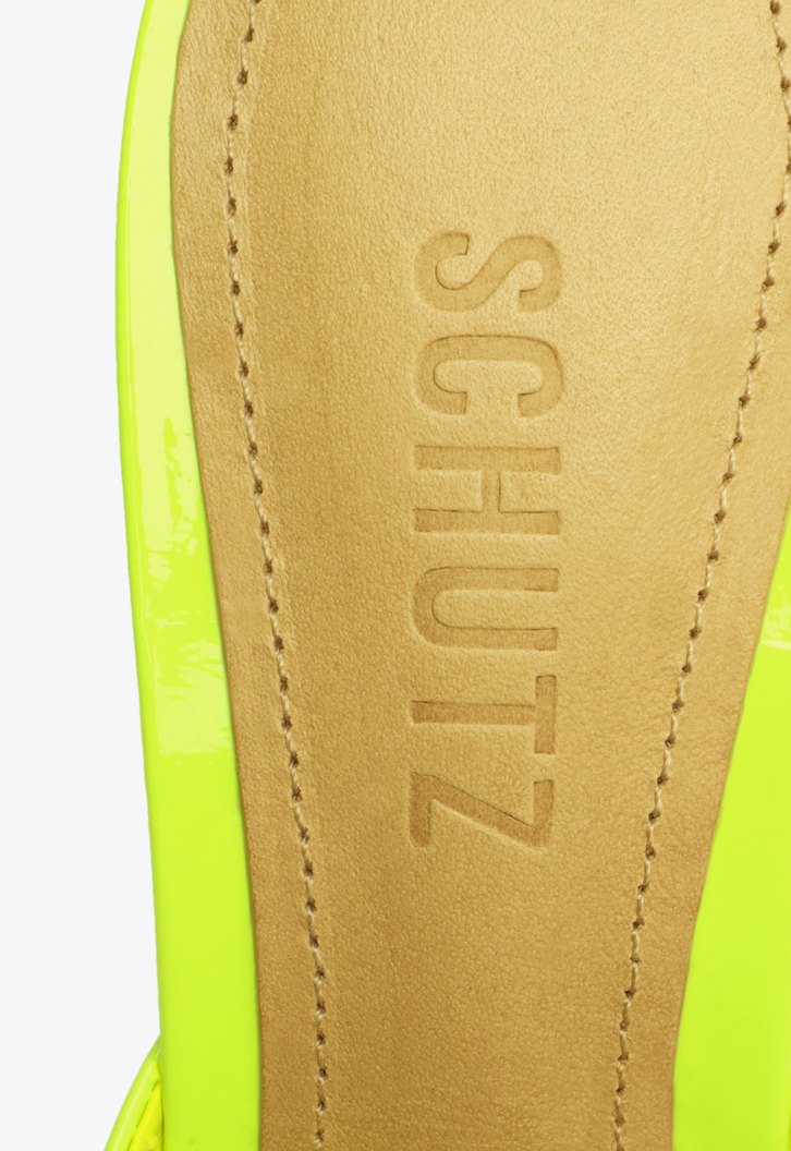 Sapato Mule Anna Verniz Verde Neon