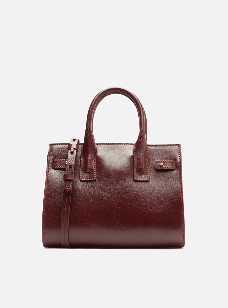 Bolsa Tote Vinho Couro  Média