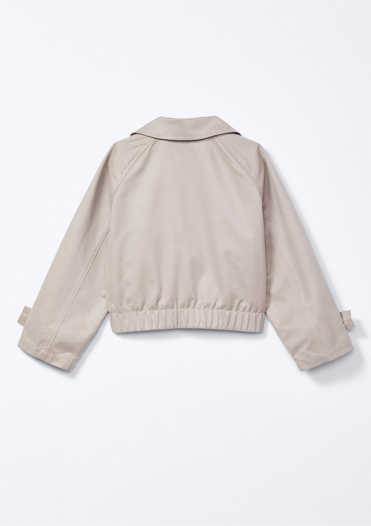 Jaqueta Infantil Bege Hering Menina Cropped Em Nylon