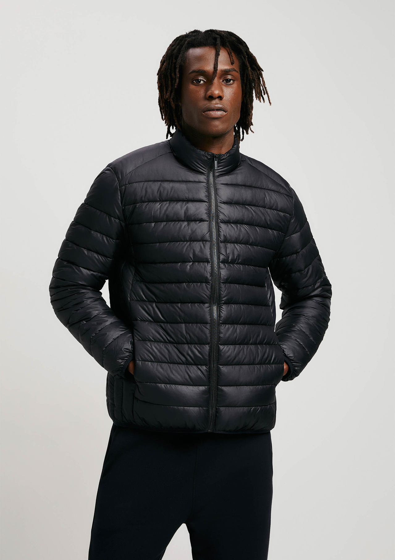 【HAKUJI】25SS Linen Weather Gillet　ブラック　Ｆ Jaqueta Preta Hering Básica Puffer Matelassê | ZZ MALL