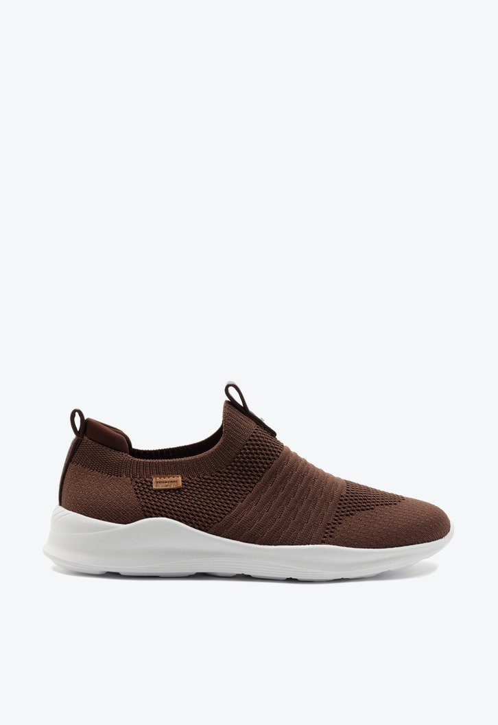 Tênis Slip On Streech Jogging Knit Marrom