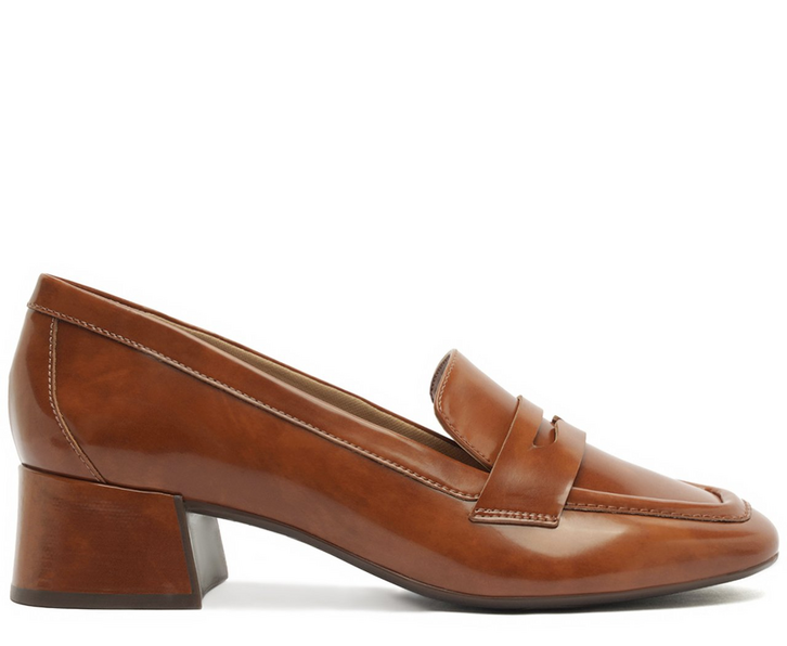 Mocassim Salto Bloco Loafer Marrom | ZZ MALL