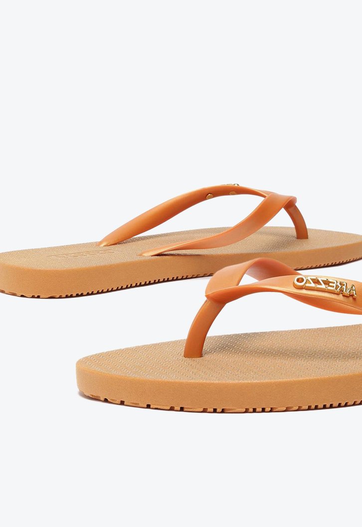 Chinelo De Dedo Metalizado Laranja Brizza