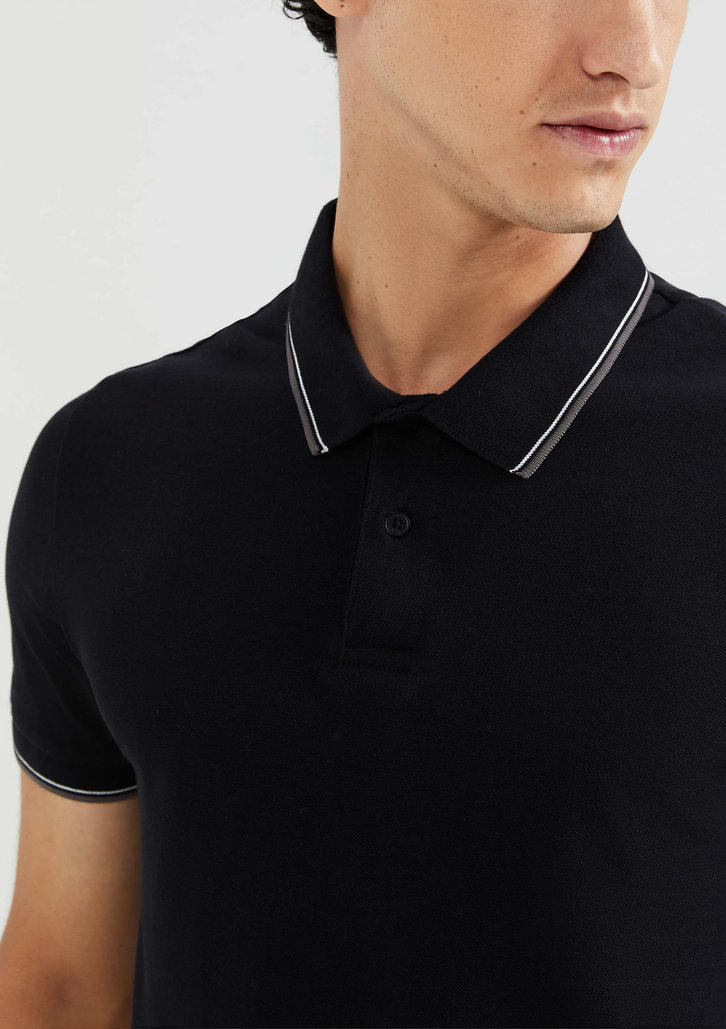 Camisa Polo Básica Preto Hering Manga Curta Em Piquet