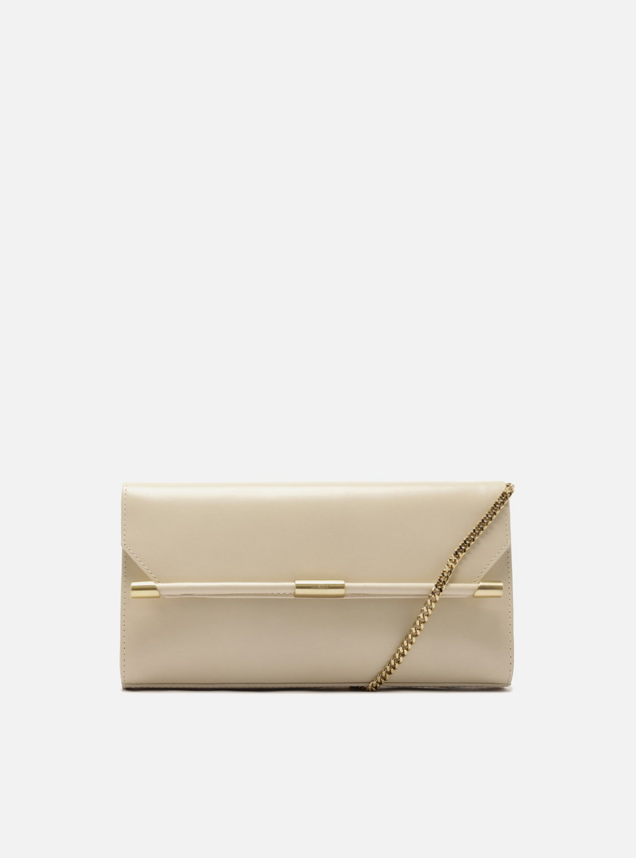 Bolsa Tiracolo Branca Couro Média Corrente Metais | ZZ MALL