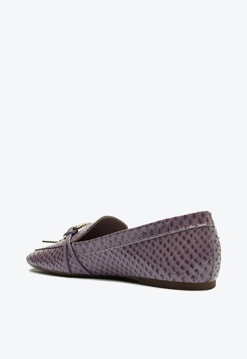 Sapato Mocassim Cicy Couro Croco Roxo