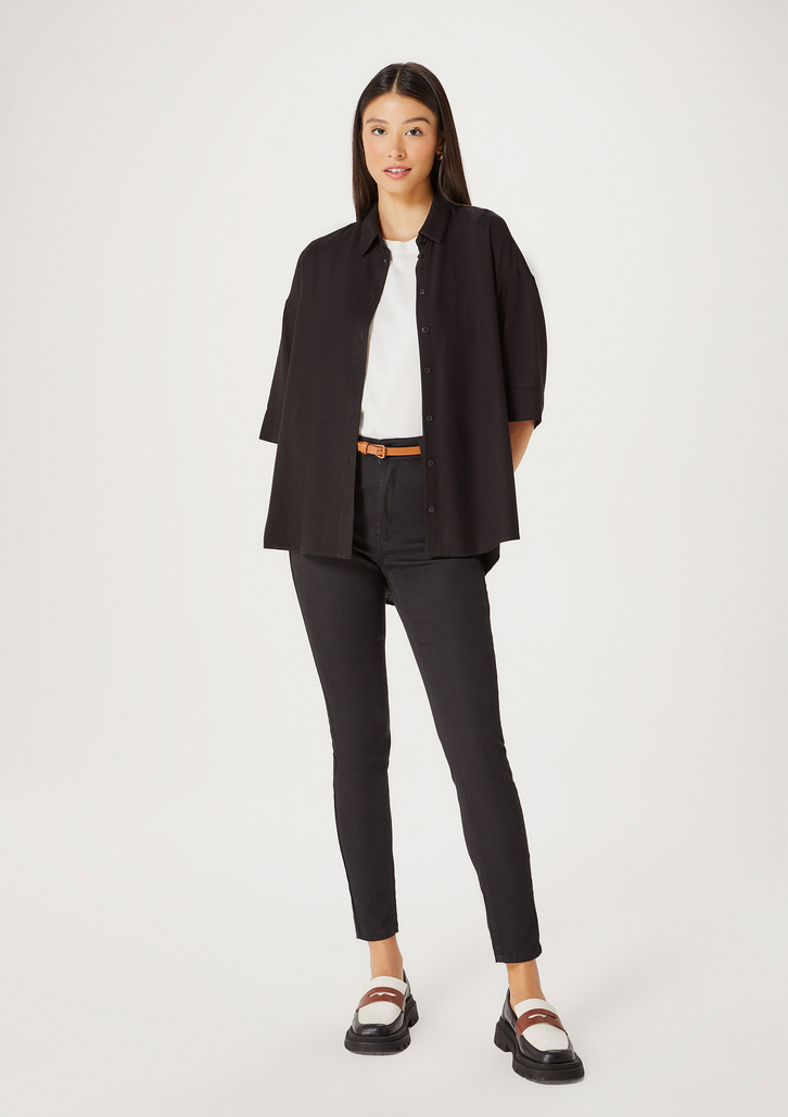 Calça Jeans Preta Hering Skinny Cintura Média Soft Touch