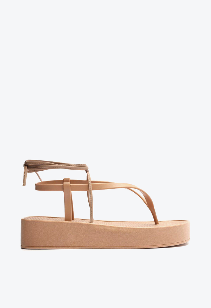 Sandália Flatform Marrom Brizza  Amarração Bela