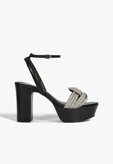 Sandália Plataforma Bosa Couro Preto | ZZ MALL