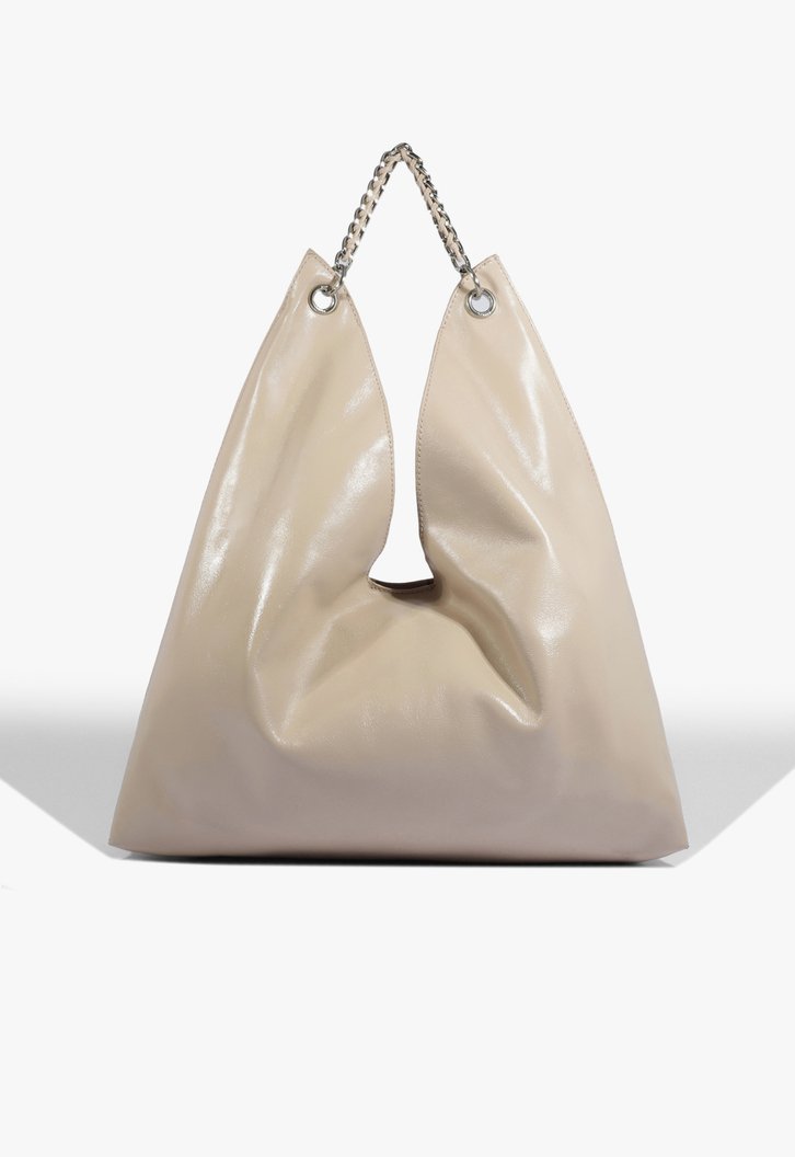 Bolsa Hobo Vinil Preta Bege