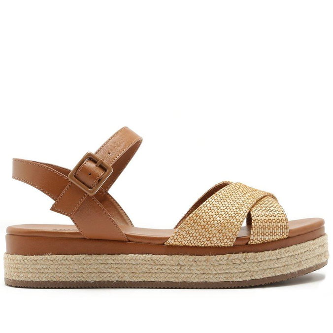 sandália flatform palha