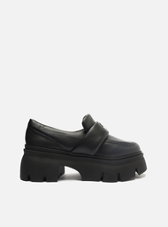 Mocassim Puffer Preto Arezzo Couro Bico Redondo