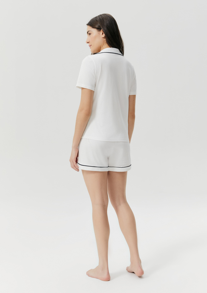 Pijama Curto Off-White Hering Com Botões