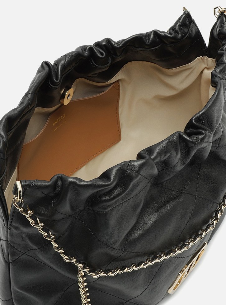 Bolsa Hobo Preta Arezzo Couro Esther Grande