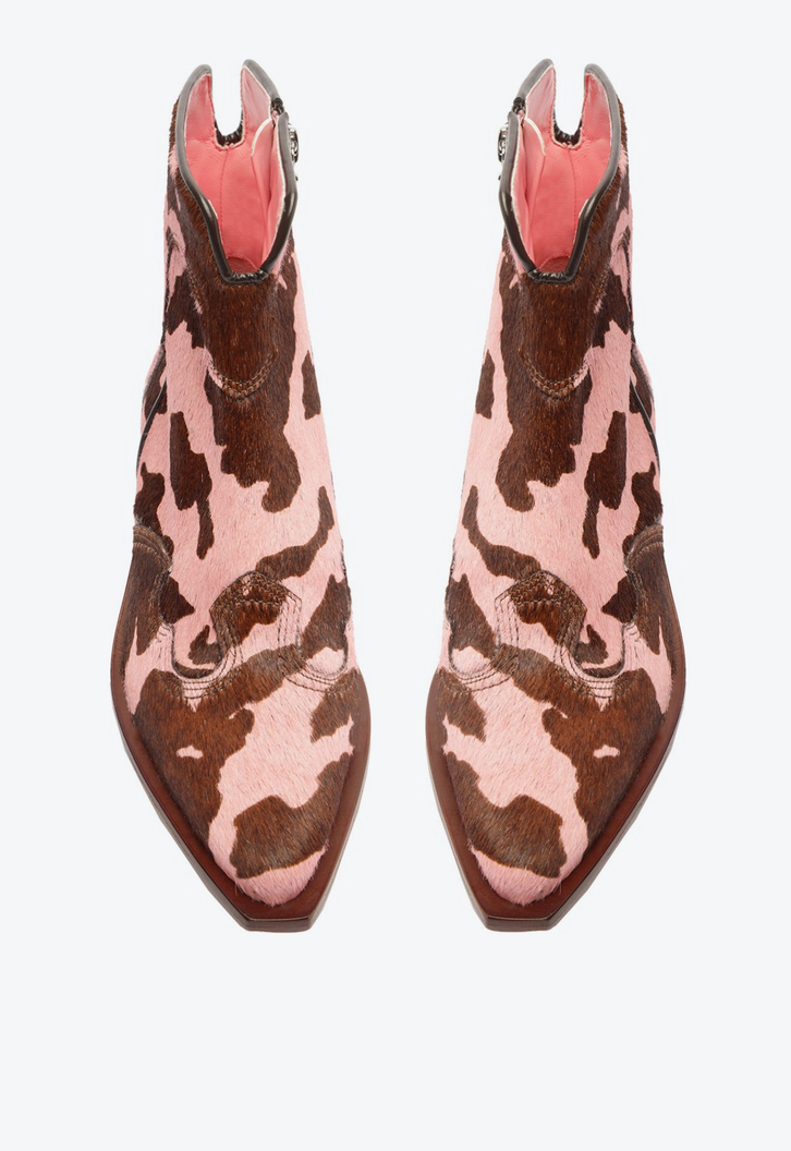 Bota Trendy Western Pelo Rosa e Marrom