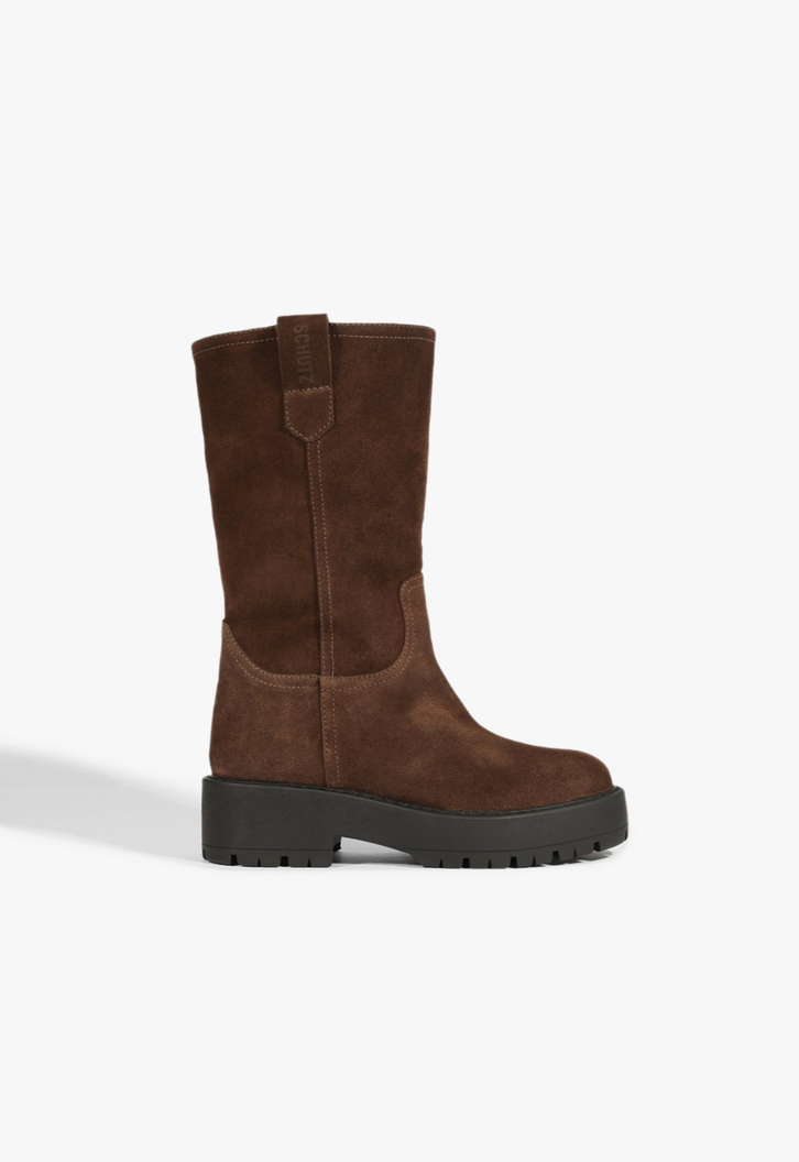 Bota Cano Alto Couro Marrom