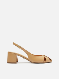 Scarpin Dourado Arezzo Couro Slingback Cabedal Vazado | ZZ MALL