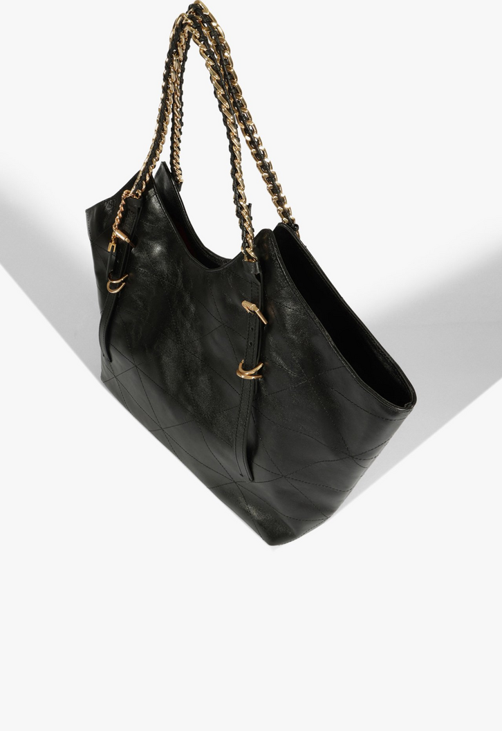 Bolsa Shopper Preta com Corrente Dourada | ZZ MALL