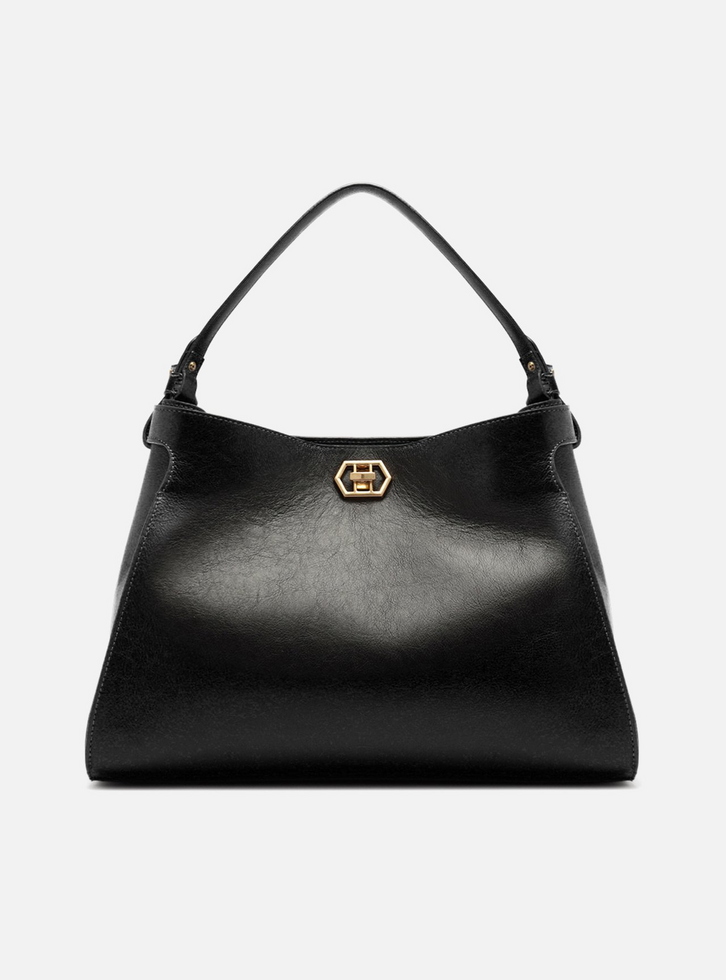 Bolsa Tote Preta Couro Grande