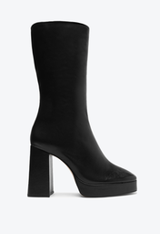 Bota Preta Schutz Cano Médio Couro