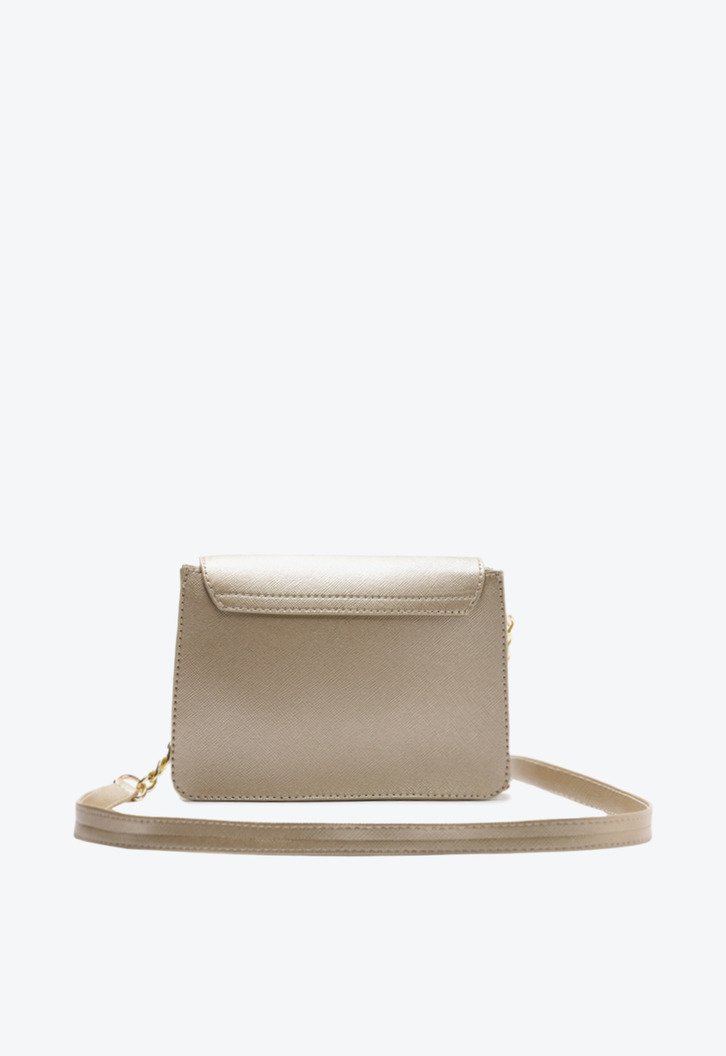 Bolsa Tiracolo Pequena Texturizada Dourada