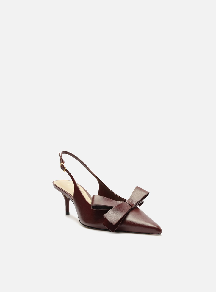 Scarpin Vermelho Arezzo Couro Slingback Laço Lateral