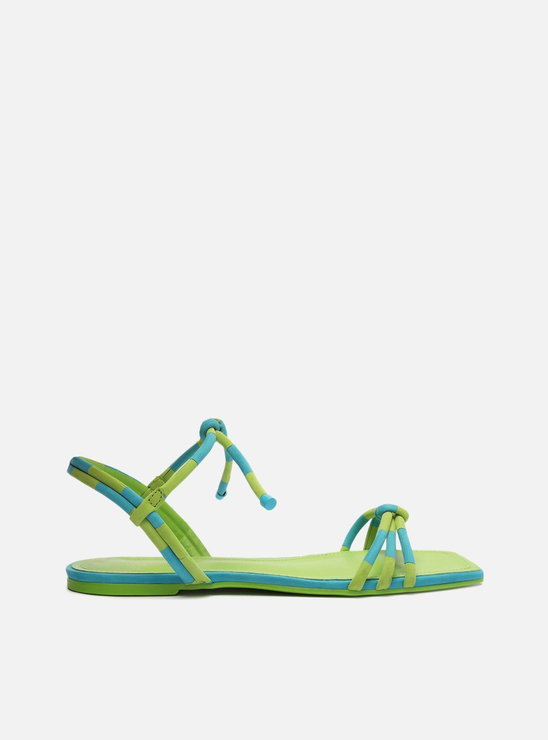 Sand lia Rasteira Verde Arezzo Nobuck Tiras Azul ZZ MALL