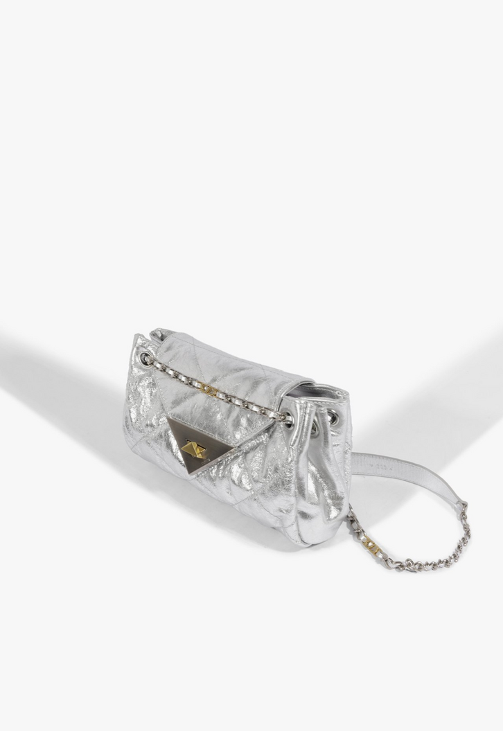 Bolsa Clutch S95 Couro Prata | ZZ MALL