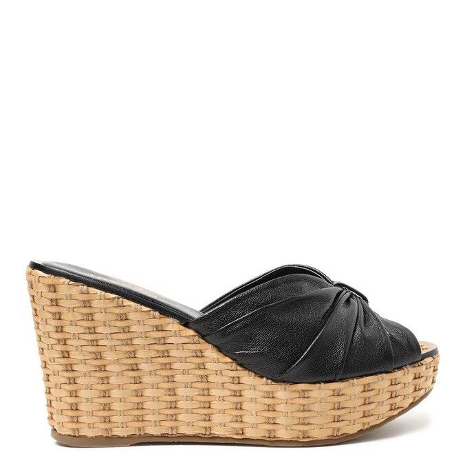 sandalia anabela preta arezzo