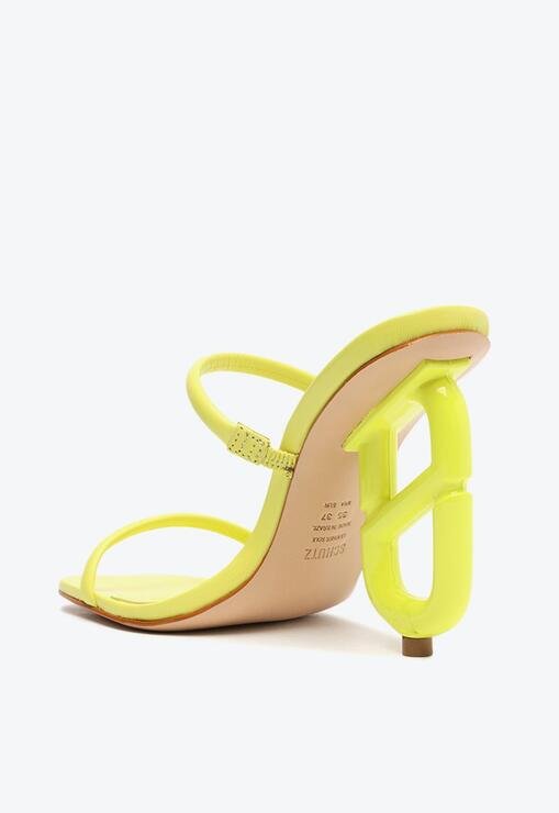 Sandália Mule Salto Logo Amarela