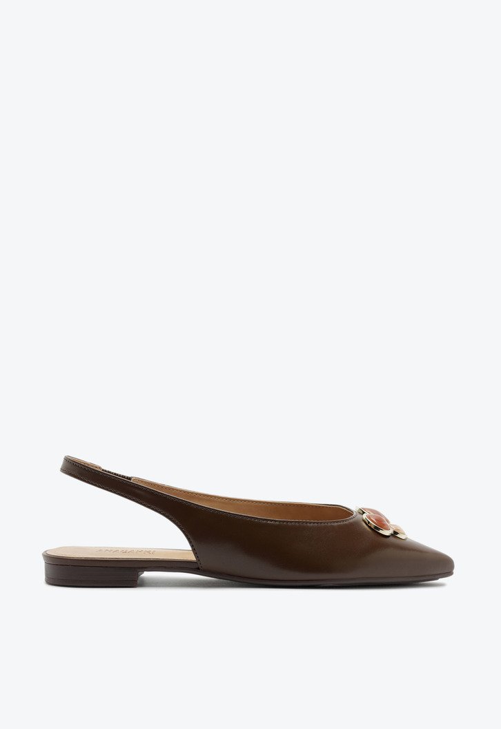 Sapatilha Slingback Pedraria Marrom Coffee