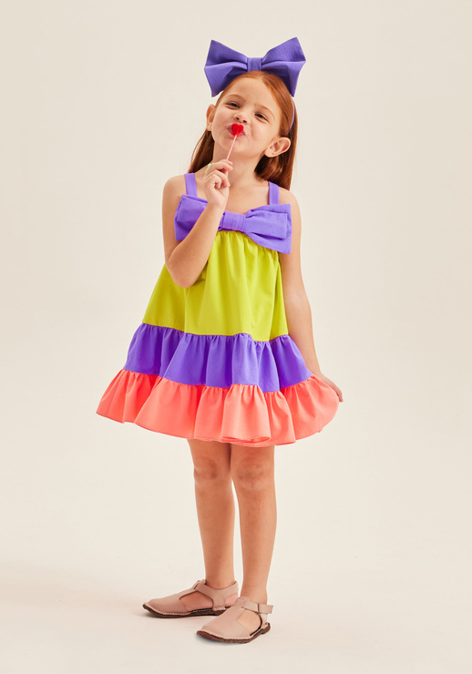 Vestido Multicolorido Lança Perfume Curto De Alça